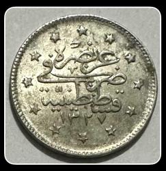 1327/6. (۱۳۲۷/٦ ) Cülus “2 KURUŞ” OSM26 (2.4 Gram Gümüş) ÇİL “V. MEHMED REŞAD”