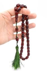 Hakkı Usta İmzalı Kapsül Kesim Osmanlı Model Bordo Sıkma Kehribar Tesbih