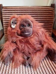 NATİONAL GEOGRAPHİC 2006 YAPIMI VİNTAGE ORANGUTAN ANNE VE BEBEK PELUŞ OYUNCAK FİGÜR BİBLO BEBEK 35 X 50 CM