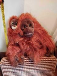 NATİONAL GEOGRAPHİC 2006 YAPIMI VİNTAGE ORANGUTAN ANNE VE BEBEK PELUŞ OYUNCAK FİGÜR BİBLO BEBEK 35 X 50 CM