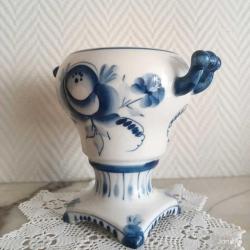 Vintage Gzhel Porselen Semaver Vazo - Damgalı