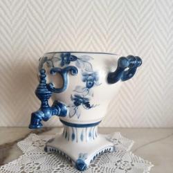 Vintage Gzhel Porselen Semaver Vazo - Damgalı