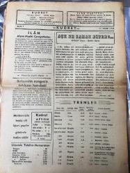 AFYON KUDRET  GÜNLÜK SİYASİ GAZETESİ -YEREL TAŞRA BASINI -  31 ARALIK 1960-YIL :4 SAYI :1047-Temsilciler  seçiminden  notlar Hazırlık -tahminler- hava ceryanlandı -Asım Yılmaz kimdir -Yem  sanayimizin istihsali artacak -Çiftçimize hem toprak hem de ziraat aletleri  verilecek -İlan  Afyon Musiki Cemiyetinden -Seksenlik zenginin  intikam  hareketi -Aşk ne zaman biter ? roman yazan  :Huriye Saraç