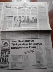 Cumhuriyet Gazetesi - 28 Nisan 1998 - Bisiklette Türkiye'ye İlk Altın Madalyayı Erdinç Doğan Kazandırdı - Saffet Susiç Fenerbahçelilere Umut Vermedi - Fazıl Say - 1 Mayıs'ta Örgütler Alanlarda Olacak - CHP'de Parti İçi Çekişme Büyüyor - Türkiye Ceyhan Koşulunu Getirdi - Turkcell - Telsim - Televizyon Bağımlılık Yapıyor - Anayasa Mahkemesi Başkanı Ahmet Necdet Sezer 12 Eylül Yargılansın - Süleyman Demirel