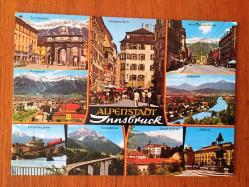 ŞEHİR KARTPOSTALI, ALMANYA INNSBRUCK ŞEHİR MANZARALARI, DAĞLAR VE TARİHİ YAPILAR, ARKASI YAZILMAMIŞ, RENKLİ, 11 X 15 CM EBADINDA - 1940'LAR, 1950'LER, 1960'LAR, 1970'LER 1980'LER