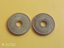 1 KURUŞ 1948-1949 (iki adet Çil Kondisyon)