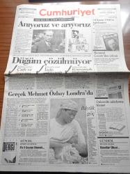 Cumhuriyet Gazetesi - 10 Kasım 1996 - ATA'nın Ölümünün 58. Yıldönümü - Atatürk'ü Anıyoruz Ve Arıyoruz - A Milli Futbol Takımımız San Marino Karşısında - Olimpiyat Ödülleri -  Abdullah Çatlı Ve Özel Tim İlişkisi - Deniz Baykal Türkiye AIDS'li- Abdullah Çatlı'nın Üzerinden Çıkan Mehmet Özbay Kimliği - Gerçek Mehmet Özbay Londra'da - Devlet Mafya Aşiret Bağlantısı - ÖDP'den Sifon Çek Çağrısı - Necmettin Erbakan