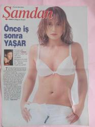Şamdan Magazin Derg 10 Aralık 2000i önlü arkalı 2 sayfa , Manken Tatiana kapak resim,Yaşar 28*41cm Aromel Parfüm reklamı