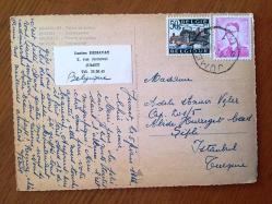 ŞEHİR KARTPOSTALI, BELÇİKA BRÜKSEL TARİHİ HUKUK MAHKEMELERİ BİNASI, ARKASI YAZILI VE ÇİFT PULLU (1960'LARDAN ADELE ANAVI MEKTUBU), RENKLİ, 11 X 15 CM EBADINDA - 1940'LAR, 1950'LER, 1960'LAR, 1970'LER 1980'LER