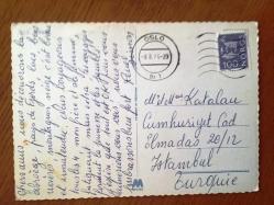 ŞEHİR KARTPOSTALI, NORVEÇ OSLO, DENİZ VE BÜYÜK BİR YOLCU GEMİSİ, ARKASI YAZILI PULLU, RENKLİ, 11 X 15 CM EBADINDA - 1940'LAR, 1950'LER, 1960'LAR, 1970'LER 1980'LER