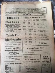 AFYON KUDRET  GÜNLÜK SİYASİ GAZETESİ -YEREL TAŞRA BASINI -  3 MAYIS 1960- YIL :3 SAYI :853-Valimiz Meydanoğlu  iyileşti -Kanser tedavi çareleri için yapılan araştırmalar -Kaplıcalarımız - Rıza Çerçel Hasta -Teşekkür  Veli  Akbel -Annemin  Hatıra  Defteri -