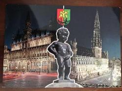 ŞEHİR KARTPOSTALI, BELÇİKA BRÜKSEL AKŞAM MANZARASI VE MANNEKEN PİS, BRÜKSEL'İN ÜNLÜ BİR SİMGESİDİR, ARKASI YAZILI (1991 TARİHLİ MEKTUP), RENKLİ, 11 X 15 CM EBADINDA - 1940'LAR, 1950'LER, 1960'LAR, 1970'LER 1980'LER