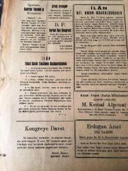 TOKAT GENÇ DEMOKRAT  SİYASİ GAZETE- YEREL  TAŞRA BASINI-   18 OCAK 1957-YIL :3 SAYI :405-Çiftçiye , 2 milyar 700 milyon lira  kredi açılacak -Bir ilan münasebetiyle -Niksar 'ın Ladik D.P Kongresi -Öğretmen Bedriye Topçam 'ın konuşması D.P  Turhal İlçe Kongresi -İlan Tokat Daimi Encümen Başkanlığından -İlan DSİ. UMUM  MÜDÜRLÜĞÜNDEN -Kongreye Davet   Mehmet Keser -