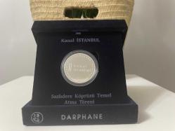 2021 - Kanal İstanbul Hatıra Parası (Kadife Kutulu) - Darphane Sertifikalı Gümüş Hatıra Para - Çil