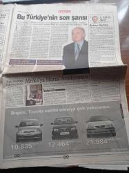 Sabah Gazetesi - 29 Nisan 2001 - Potada Türkiye Kupası Finali Efes Pilsen Türk Telekom - Küçük Ayasofya Yıkılmak Üzere - Beşiktaş Havlu Attı - Hagi - Cavit Çağlar Apo'nun Getirilmesi İçin Devlete Uçağımı Vermiştim - Cavit Çağlar Şimdi Devlet Beni Abdullah Öcalan Gibi Götürüyor - Üniversitede Kedi Kavgası - İstanbul Üniversitesi Rektörü Kemal Alemdaroğlu - Bülent Ecevit - İşte Kadir İnanır'ın Çiftliği
