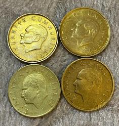 1988-1989-1990-1991 TC 100 lira 4 adet madeni para ÇT/T