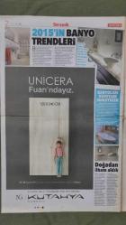 Unicera Gazete 24 Şubat 2015 Bahar Temizliğine Dikkat Edin,Hangi Seramik Nereye ?,Doğru Seçim Ferah Banyo,Ev Temizliğinde Günlük İpuçları,Köşe Bucak Temizlik,Çanakkale Seramik - Seranit Grup - Yüksel Seramik Reklamı