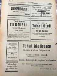 TOKAT GENÇ DEMOKRAT  SİYASİ GAZETE- YEREL  TAŞRA BASINI-  10 Temmuz 1956-YIL :2 SAYI :251-Türkiye ,Kıbrıs 'ın Yunanistan 'a Geçmesini Kabul Etmeyecektir - Çaçot  Delirmiş -Sümerbank  bugünden itibaren  pamuklu satışlarında  yüzde  10  indirme yaptı -