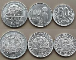 Efemera - Özbekistan 50/100/200 Som Set Yabancı Madeni Paralar 3 Adet - ÇA - kitantik - kitaLog