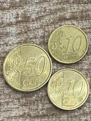 2002-2019-2022 50 ve 10 euro cent 3 adet karışık madeni paralar ÇT