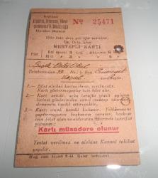 İETT 1944 - 1945   MEKTEPLİ KARTI