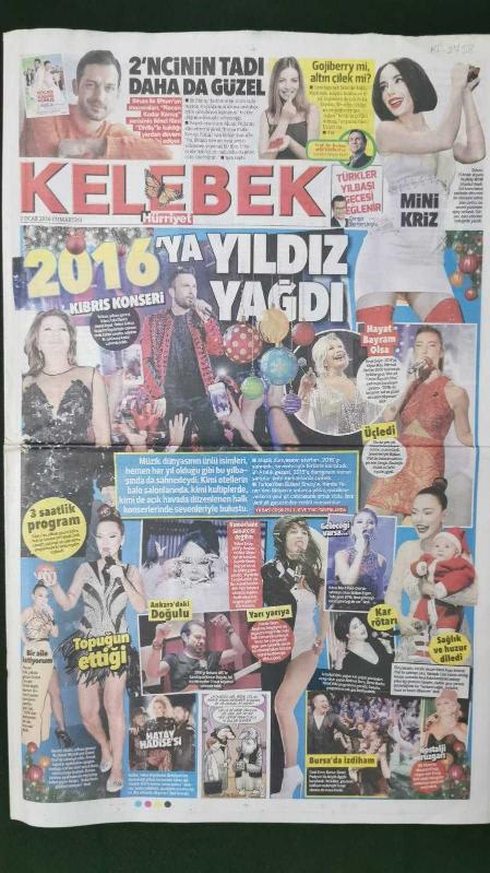 Hürriyet Kelebek Gazete 2 Ocak 2016 2016 ya Yıldız Yağdı Murat  