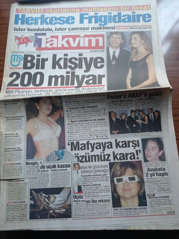 Takvim Gazetesi 23 Kasım 1996 Medyum Keto yu Cin Çarptı  