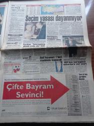 Takvim Gazetesi - 14 Mayıs 1995 - Öldürücü Ebola Virüsü Dehşet Saçıyor - James Bond Gibi Radyocu Doktor Sabri Demirdöğen - Şampiyonluğu Garantileyen Beşiktaş İnönü'de Fenerbahçe Karşısında - Süleyman Seba - Boksör Nurhan Süleymanoğlu Altın Bu Kez Benim - Mesut Yılmaz - Bayram Savaş Gibi Geçti - Kültür Bakanı Ercan Karakaş Aziz Nesin'i Ziyaret Etti - Şevket Kazan - Bülent Eczacıbaşı - Türk İş'ten Partilere Destek - Gorbaçov Seçimlere Yine Aday