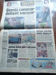 Takvim Gazetesi - 14 Mayıs 1995 - Öldürücü Ebola Virüsü Dehşet Saçıyor - James Bond Gibi Radyocu Doktor Sabri Demirdöğen - Şampiyonluğu Garantileyen Beşiktaş İnönü'de Fenerbahçe Karşısında - Süleyman Seba - Boksör Nurhan Süleymanoğlu Altın Bu Kez Benim - Mesut Yılmaz - Bayram Savaş Gibi Geçti - Kültür Bakanı Ercan Karakaş Aziz Nesin'i Ziyaret Etti - Şevket Kazan - Bülent Eczacıbaşı - Türk İş'ten Partilere Destek - Gorbaçov Seçimlere Yine Aday