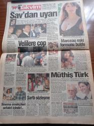 Takvim Gazetesi - 7 Eylül 1995 - İki Çocuklu Evli Kadın,Beş Çocuklu Evli Erkeğe Kaçtı-Bosna Savaşı -Milli Takım Macaristan'ı Yendi - Türkiye Barolar Birliği Başkanı Atilla Sav - Öztürk Serengil'den Acı İtiraf - Müthiş Türk Mehmet Öz - Mesut Yılmaz - Tansu Çiller Murat Karayalçın'la Çalışmak En İyisiydi - Bodrum'daki Greenhouse Kulübünde Her Gece Akılalmaz Rezalet Yaşanıyor