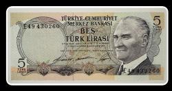 6.Emisyon 5 LİRA  “E49” SERİSİ / 1.Tertip / ÇİL (TCK5E) “E49 430260”