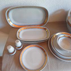 Altın Varaklı Antika Porselen Yemek Takımı 1970