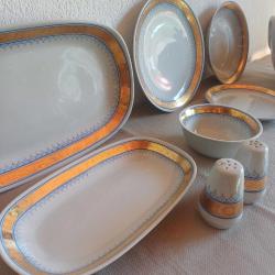 Altın Varaklı Antika Porselen Yemek Takımı 1970