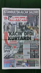 Hürriyet Gazete 13 Ocak 2016 İstanbul'da Alçak Saldırı,10 Turist Hayatını Kaybetti,Recep Tayyip Erdoğan,Angela Merkel,Ahmet Davutoğlu,Kelly Rohrbach,Barack Obama,Joe Biden,Stan Lee,Martin Linnes,Aurelien Chedjou,Aytaç Kara,Lionel Messi,Gültekin Gencer,Ecem Özkaya,Tayanç Ayaydın,Atilla Özdemiroğlu,Lara Özdemiroğlu,Mustafa Ceceli,Sezen Aksu,Engin Günaydın,Dilek Hanif,Seri İlanlar,Tur İlanları,Güral Hotel - ETS Tur Reklamı
