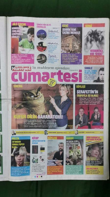 Hürriyet Cumartesi Gazete 6 Şubat 2016 Nurgül Yeşilçay Okan  