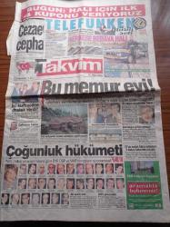 Takvim Gazetesi - 7 Ekim 1995 - Okan Bayülgen'in Yeni Şovu Televizyon Çocuğu -  Cemal Şahin DYP'den İstifa Etti -Torinolu Hakan Şükür Florya'da - Beşiktaş Başkanı Süleyman Seba Sergen Yalçın'ı Kapıya Koyarım - Okan Bayülgen - İpek Tenolcay - Türk Profesörü Selçuk Mercan Amerikalılara Ders Verecek - Karayolları Eski Genel Müdürü Atalay Coşkunoğlu 20 Milyon Maaşla Boğaza Nazır Lüks Villalar Aldı -  Çoğunluk Hükümeti - Alparslan Türkeş İle Bülent Ecevit Hükümete Destek Verdi- DYP DSP Ve MHP'nin Toplam Oy Potansiyeli %49-  Tansu Çiller - Salim Ensarioğlu - Nahit Menteşe - Baki Tuğ