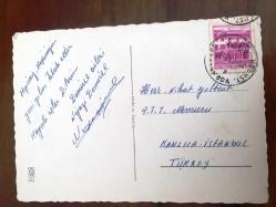 HEDİYE KARTPOSTAL, ALMANCA YAZILI YILBAŞI KUTLAMA KARTI, ARKASI YAZILI VE PULLU, RENKLİ, 11 X 15 CM EBADINDA - 1940'LAR, 1950'LER, 1960'LAR, 1970'LER 1980'LER