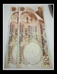 6.Emisyon 20 LİRA  “G88” SERİSİ / 3.Tertip / ÇİL (TCK20FG2) “SIRALI İKİLİ FOSFORLU SERİ NO”