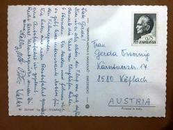 ŞEHİR KARTPOSTAL, ÜLGÜN (URCINJ) DENİZ MANZARALARI, KARADAĞ’DA ADRİYATİK DENİZİ KIYISINDA YER ALAN TURİSTİK VE TARİHÎ KASABA, ARKASI YAZILI VE PULLU, RENKLİ, 11 X 15 CM EBADINDA - 1940'LAR, 1950'LER, 1960'LAR, 1970'LER 1980'LER