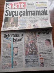 Akit Gazetesi - 1 Nisan 1998 - Recep Tayyip Erdoğan Referansımız İslam - Gurbetteki Türkiye Yazı Dizisi - 2. Uluslararası Piramit Tekvando Turnuvası - Beşiktaş'ta Alpay Özalan Sevinci - Görevden Alınan Fazilet Partili Kartal Belediye Başkanı Mehmet Sekmen - Melih Gökçek Beni De Alacaklar - Abdullah Gül - Yargıtay Aczmendiler Terör Örgütü Değil