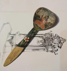 Tekke işi ahşaptan mamul, el yapımı üzerinde Hz. Mevlana'nın 