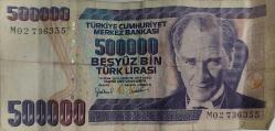 BEŞYÜZ BİN (500000) TÜRK LİRASI M02 SERİSİ KAĞIT PARA