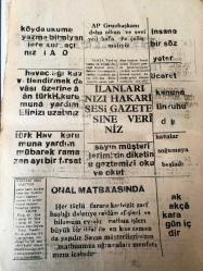 HAKKARİ  HAKARİ SESİ  YEREL TAŞRA BASINI  -  4 KASIM 1966 YIL :3 SAYI :1254-  S .Demirel Adalet Partisi Meclislerde Diğer  Partiler  Örnek Olmalı -CHP 'li İşnan Vartoluların  bütün yardım isteklerini  dün reddetti -CHP yüksek haysiyet  divanı seçimlerini  Ecevitçiler kazandı
