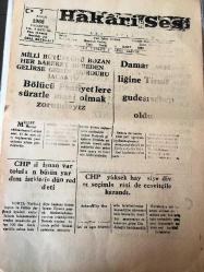 HAKKARİ  HAKARİ SESİ  YEREL TAŞRA BASINI  -  7 Kasım 1966 -YIL :3 SAYI :1250 -CHP 'li  işnan Vartoluların  bütün yardım isteklerini dün reddetti- CHP yüksek haysiyet divanı Ecevitçiler kazandı -