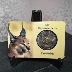 2021 Hayvanlar Serisi Karakulak Hatıra Parası  (Tahta Sergi Ayağı İle gönderilecektir) (J-3)