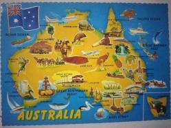 ŞEHİR KARTPOSTALI-AVUSTRALYA ŞEHRİN KÜLTÜR HARİTASI GÖRÜNTÜSÜ,ARKASINA YAZILMAMIŞ, RENKLİ, 11 X 15 CM EBADINDA - 1950'LER, 1960'LAR, 1970'LER, 1980'LER