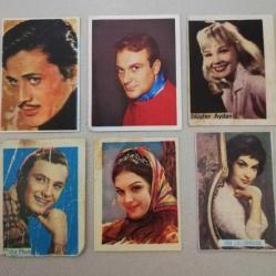 Eski dönem nostaljik sakız ciklet gofret şekerleme artistler sanatçı kartları Melek Kent Golden Meltem Sina Dudak cüneyt arkın ediz hun vb. Koleksiyon Antika Dekor Hediye vintage nostalji tasarım hobi eğlence süs