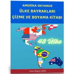 Amerika ve Okyanus Ülkeleri Bayrağı Çizme ve Boyama Kitabı