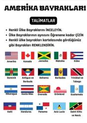 Amerika ve Okyanus Ülkeleri Bayrağı Çizme ve Boyama Kitabı