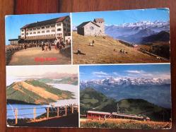 ŞEHİR KARTPOSTALI, RİGİ KALTBAD, İSVİÇRE ALPLERİ'NDE, LUZERN KANTONUNDA BULUNAN BİR TATİL BELDESİ, ARKASI YAZILI VE PULLU, RENKLİ, 11 X 15 CM EBADINDA - 1940'LAR, 1950'LER, 1960'LAR, 1970'LER 1980'LER